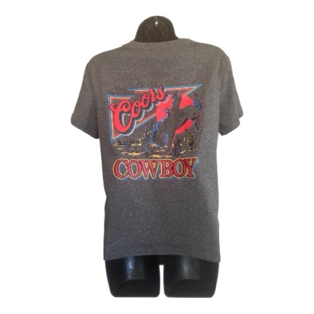 Vintage Coors Cowboy Graphic Tee Charcoal Gray T-Shirt Size M